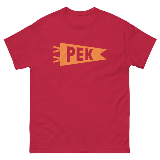 Airport Code Men's T-Shirt - Orange Graphic • PEK Beijing • YHM Designs - Image 01