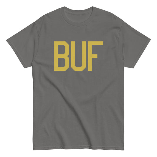 Aviation Enthusiast Men's Tee - Old Gold Graphic • BUF Buffalo • YHM Designs - Image 01