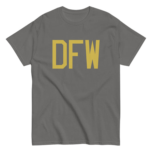 Aviation Enthusiast Men's Tee - Old Gold Graphic • DFW Dallas • YHM Designs - Image 01