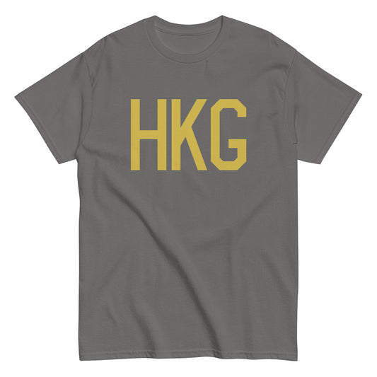Aviation Enthusiast Men's Tee - Old Gold Graphic • HKG Hong Kong • YHM Designs - Image 01