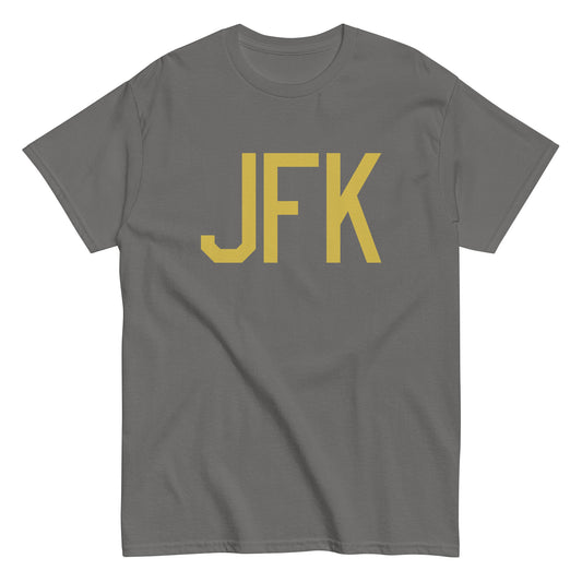 Aviation Enthusiast Men's Tee - Old Gold Graphic • JFK New York City • YHM Designs - Image 01