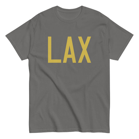 Aviation Enthusiast Men's Tee - Old Gold Graphic • LAX Los Angeles • YHM Designs - Image 01
