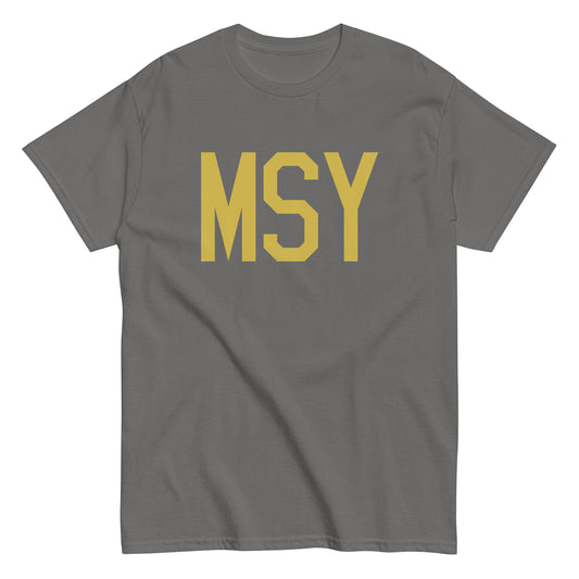 Aviation Enthusiast Men's Tee - Old Gold Graphic • MSY New Orleans • YHM Designs - Image 01