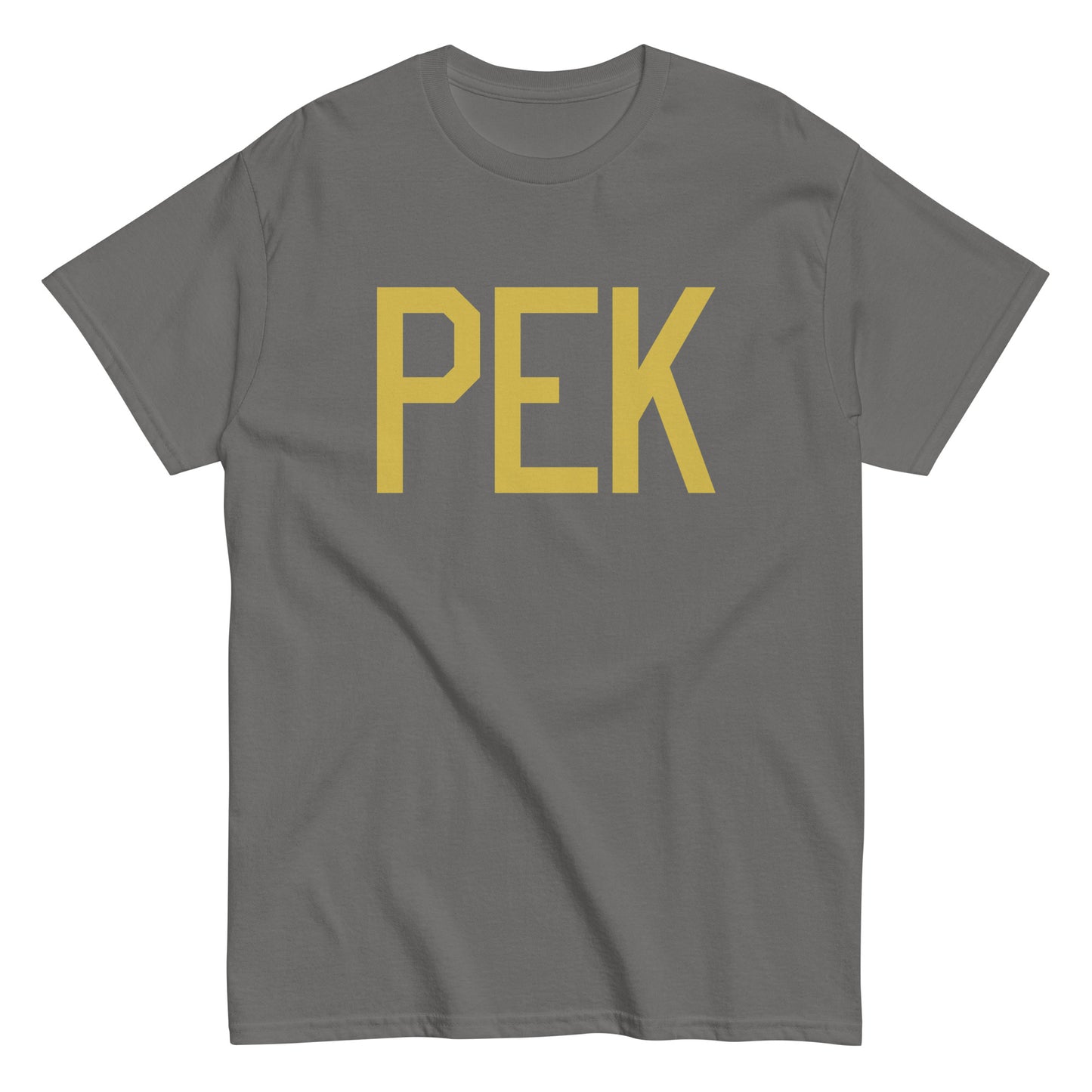 Aviation Enthusiast Men's Tee - Old Gold Graphic • PEK Beijing • YHM Designs - Image 01
