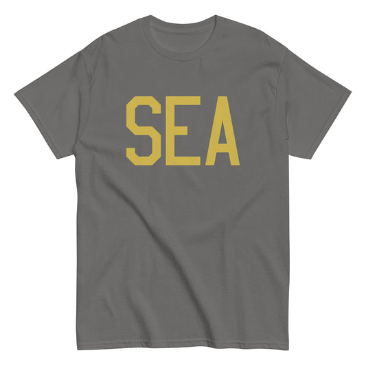 Aviation Enthusiast Men's Tee - Old Gold Graphic • SEA Seattle • YHM Designs - Image 01