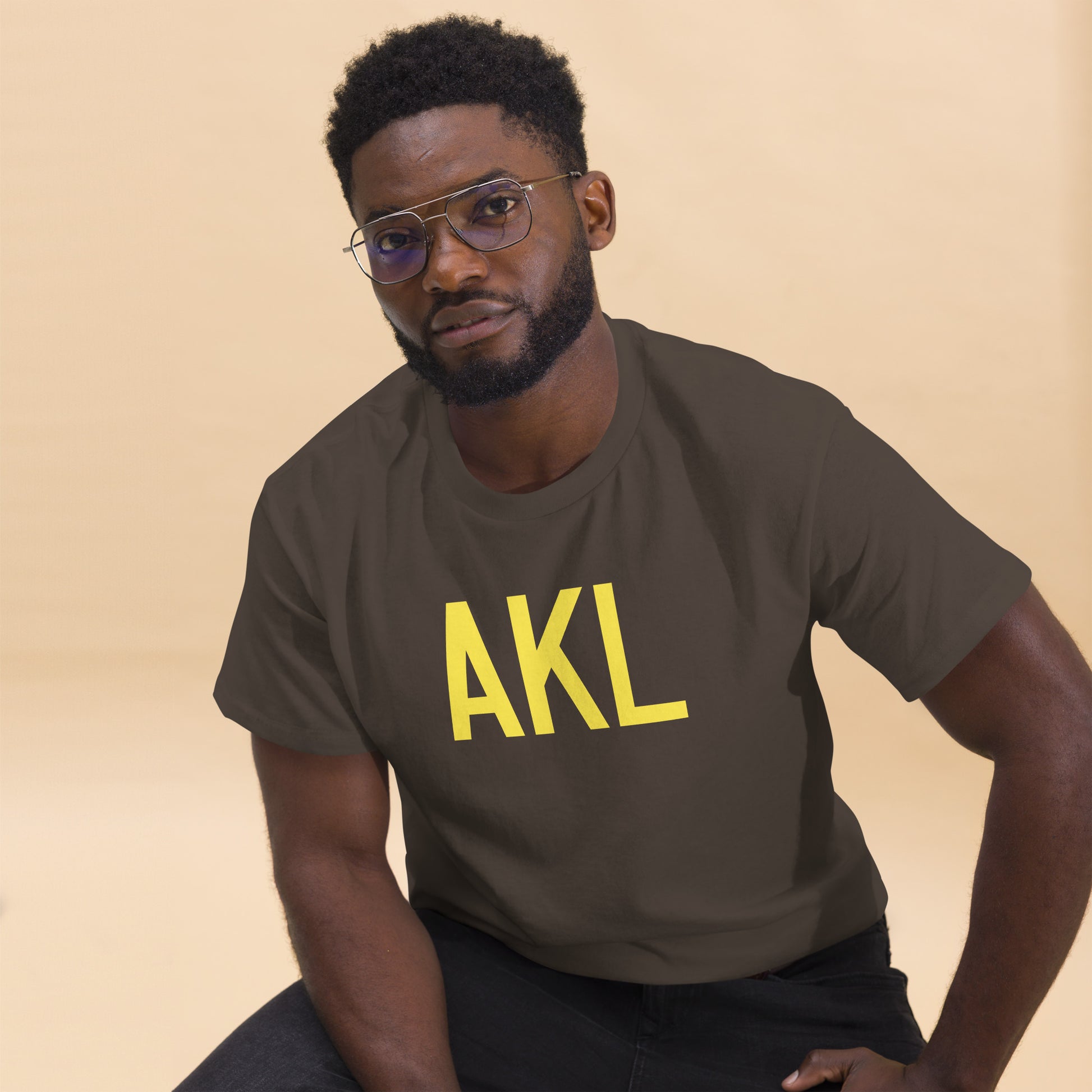Aviation-Theme Men's T-Shirt - Yellow Graphic • AKL Auckland • YHM Designs - Image 03