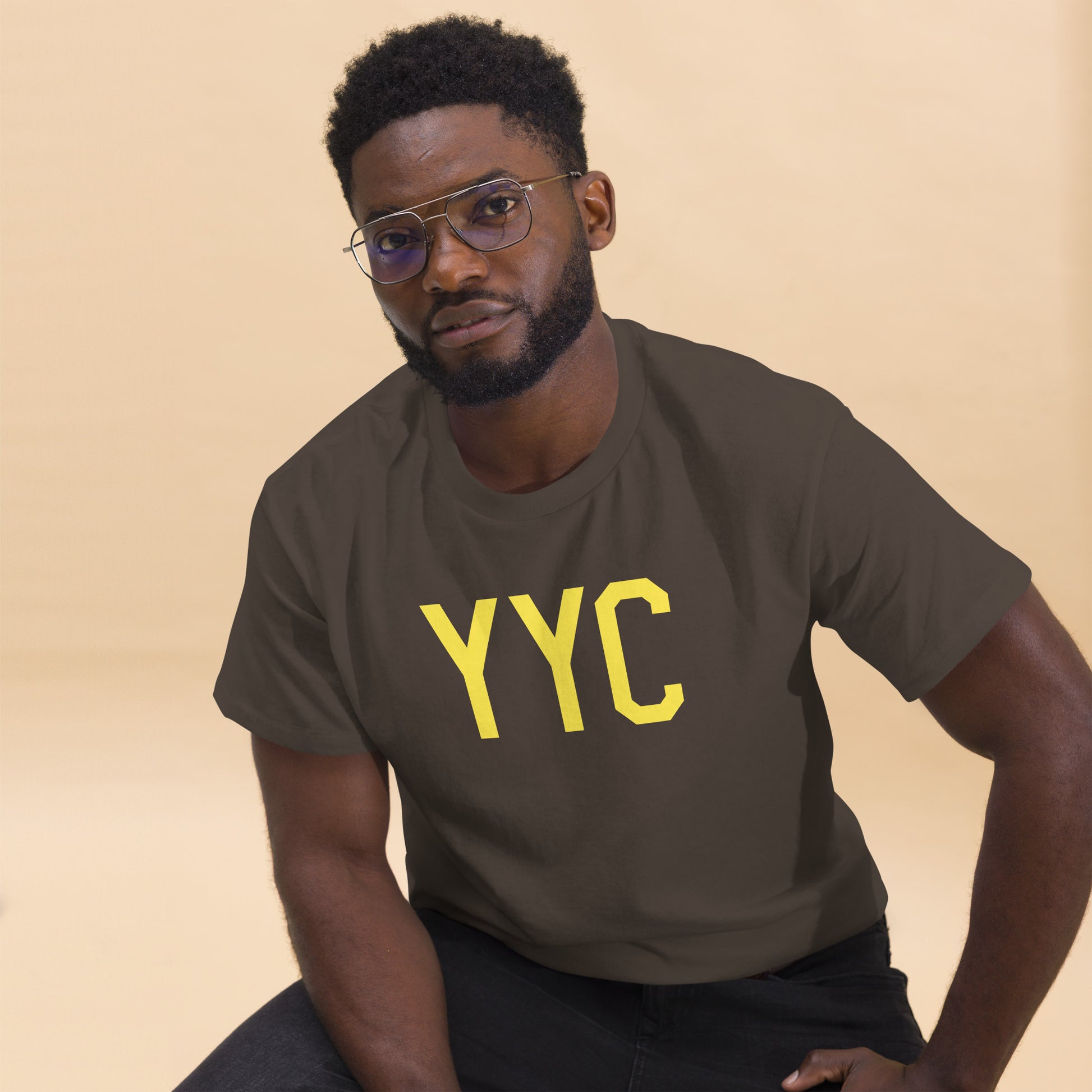 Aviation-Theme Men's T-Shirt - Yellow Graphic • YYC Calgary • YHM Designs - Image 03