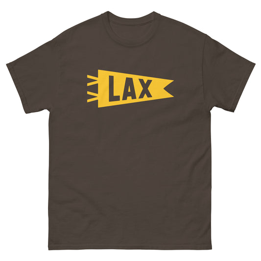 Airport Code Men's T-Shirt - Yellow Graphic • LAX Los Angeles • YHM Designs - Image 01