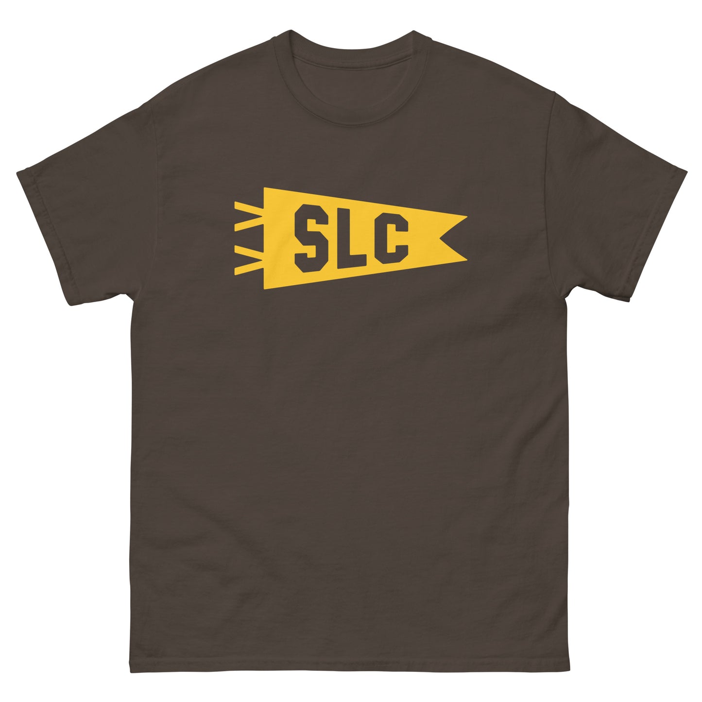 Airport Code Men's T-Shirt - Yellow Graphic • SLC Salt Lake City Souvenir • YHM Designs - Image 01
