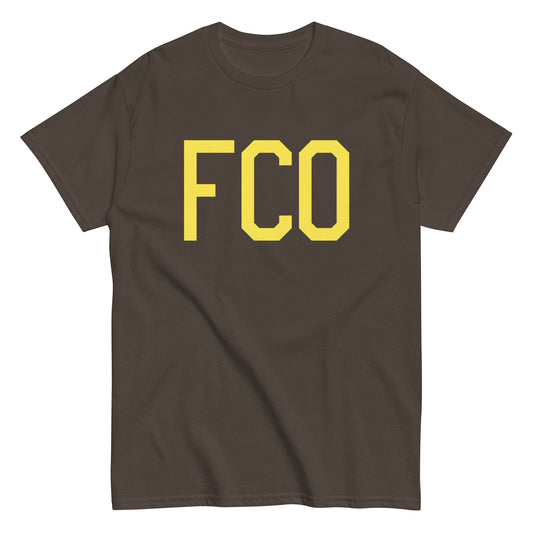 Aviation-Theme Men's T-Shirt - Yellow Graphic • FCO Rome • YHM Designs - Image 01