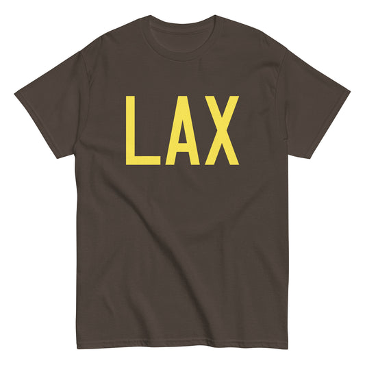 Aviation-Theme Men's T-Shirt - Yellow Graphic • LAX Los Angeles • YHM Designs - Image 01