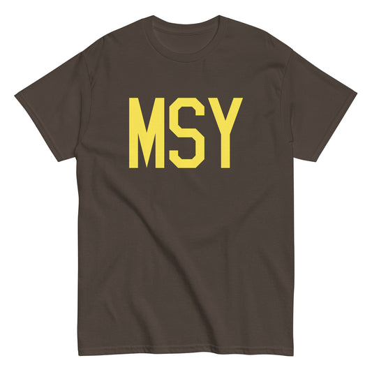 Aviation-Theme Men's T-Shirt - Yellow Graphic • MSY New Orleans • YHM Designs - Image 01