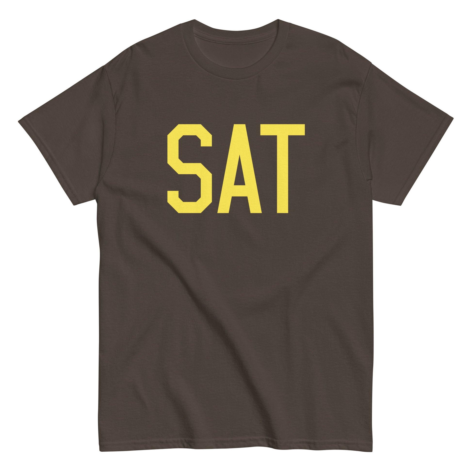 Aviation-Theme Men's T-Shirt - Yellow Graphic • SAT San Antonio • YHM Designs - Image 01
