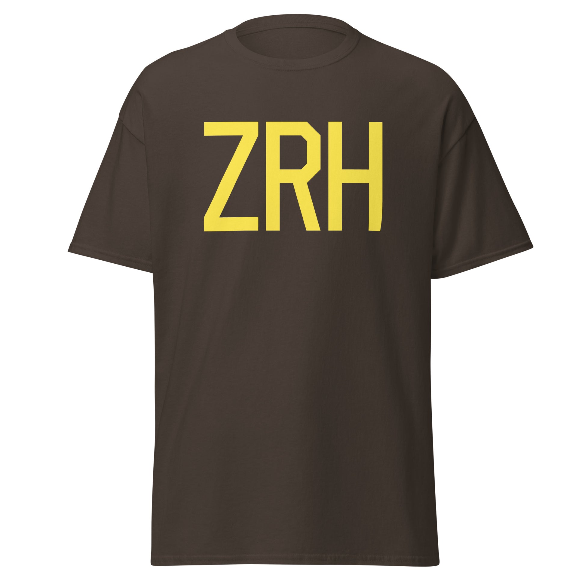Aviation-Theme Men's T-Shirt - Yellow Graphic • ZRH Zurich • YHM Designs - Image 05