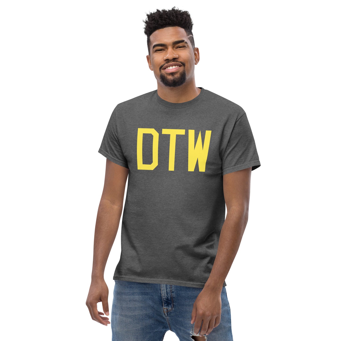 Aviation-Theme Men's T-Shirt - Yellow Graphic • DTW Detroit • YHM Designs - Image 06