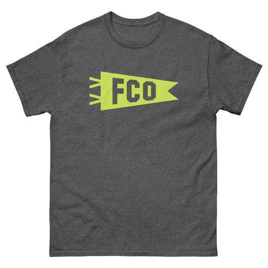 Airport Code Men's T-Shirt - Green Graphic • FCO Rome • YHM Designs - Image 02