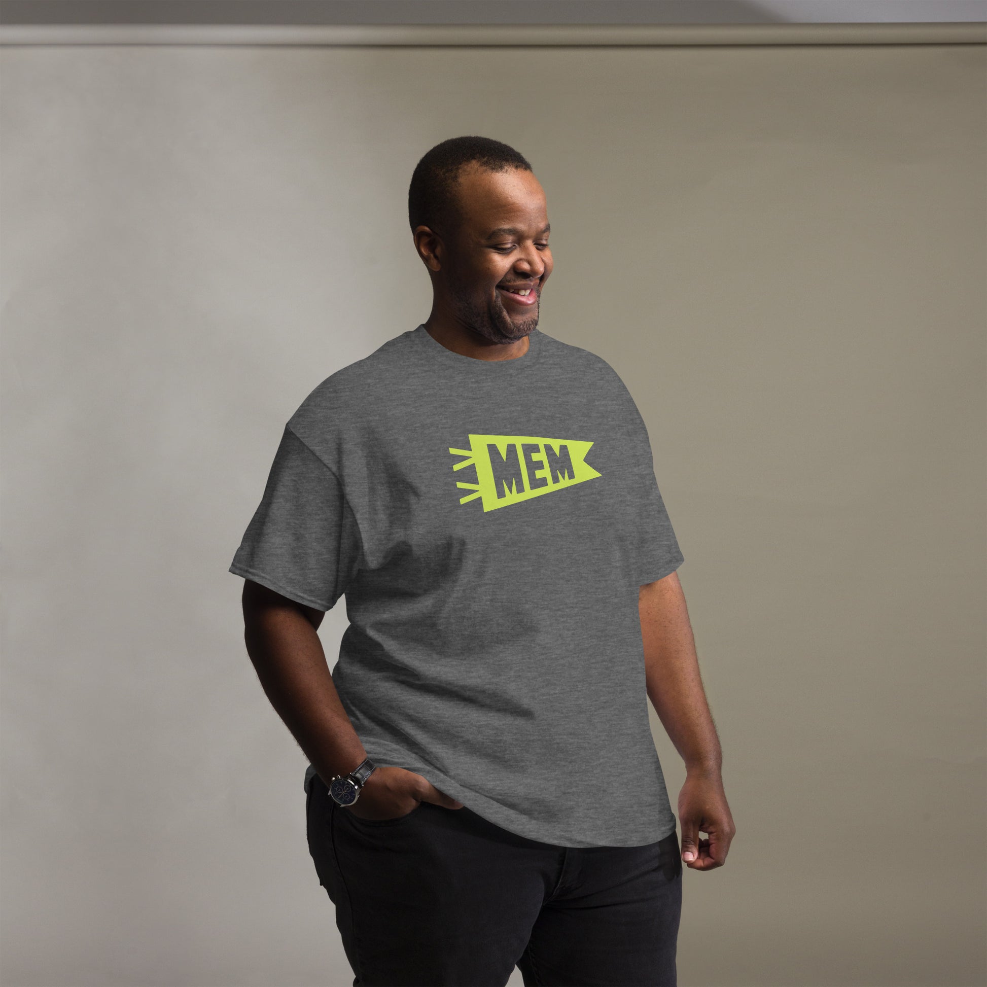 Airport Code Men's T-Shirt - Green Graphic • MEM Memphis • YHM Designs - Image 09