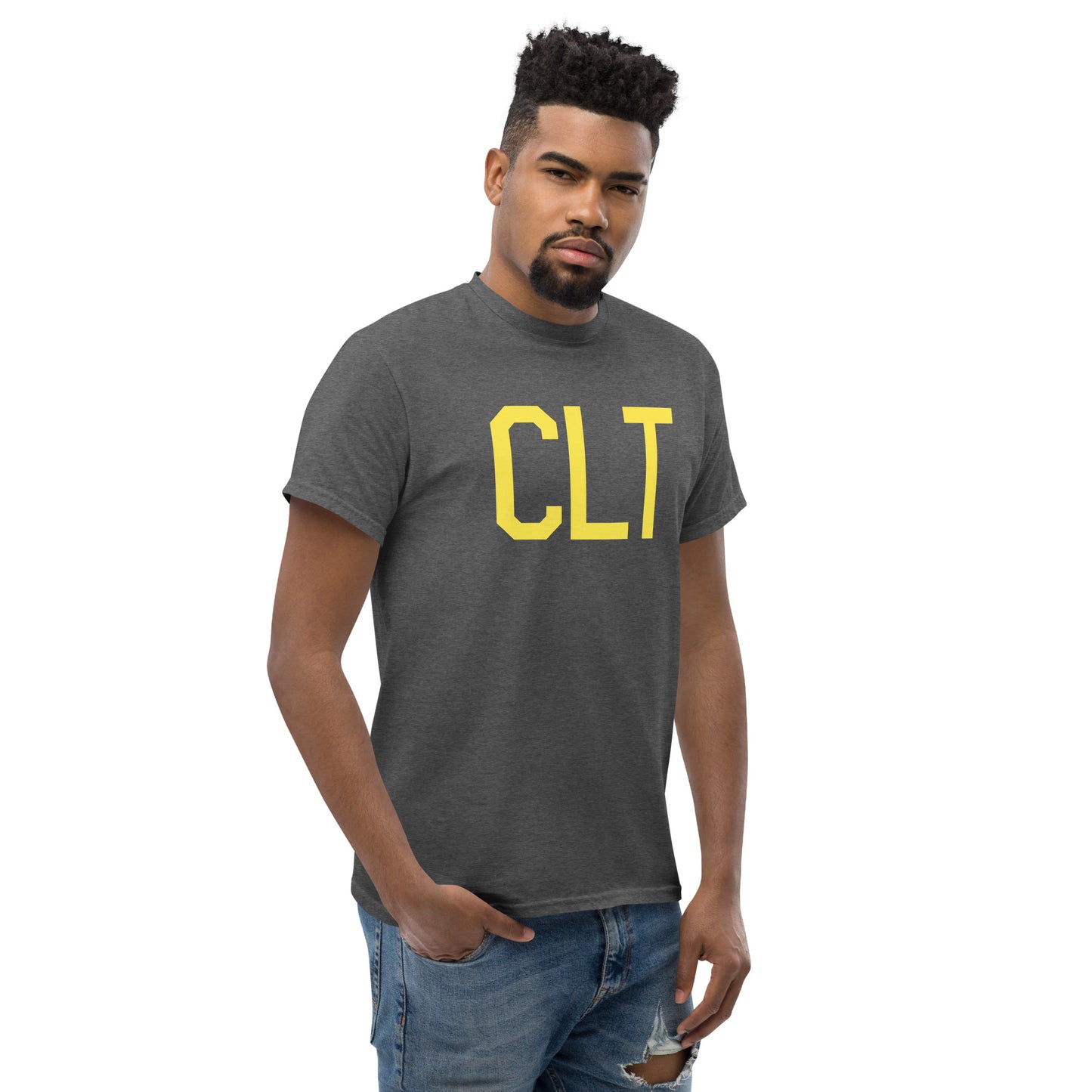 Aviation-Theme Men's T-Shirt - Yellow Graphic • CLT Charlotte • YHM Designs - Image 08