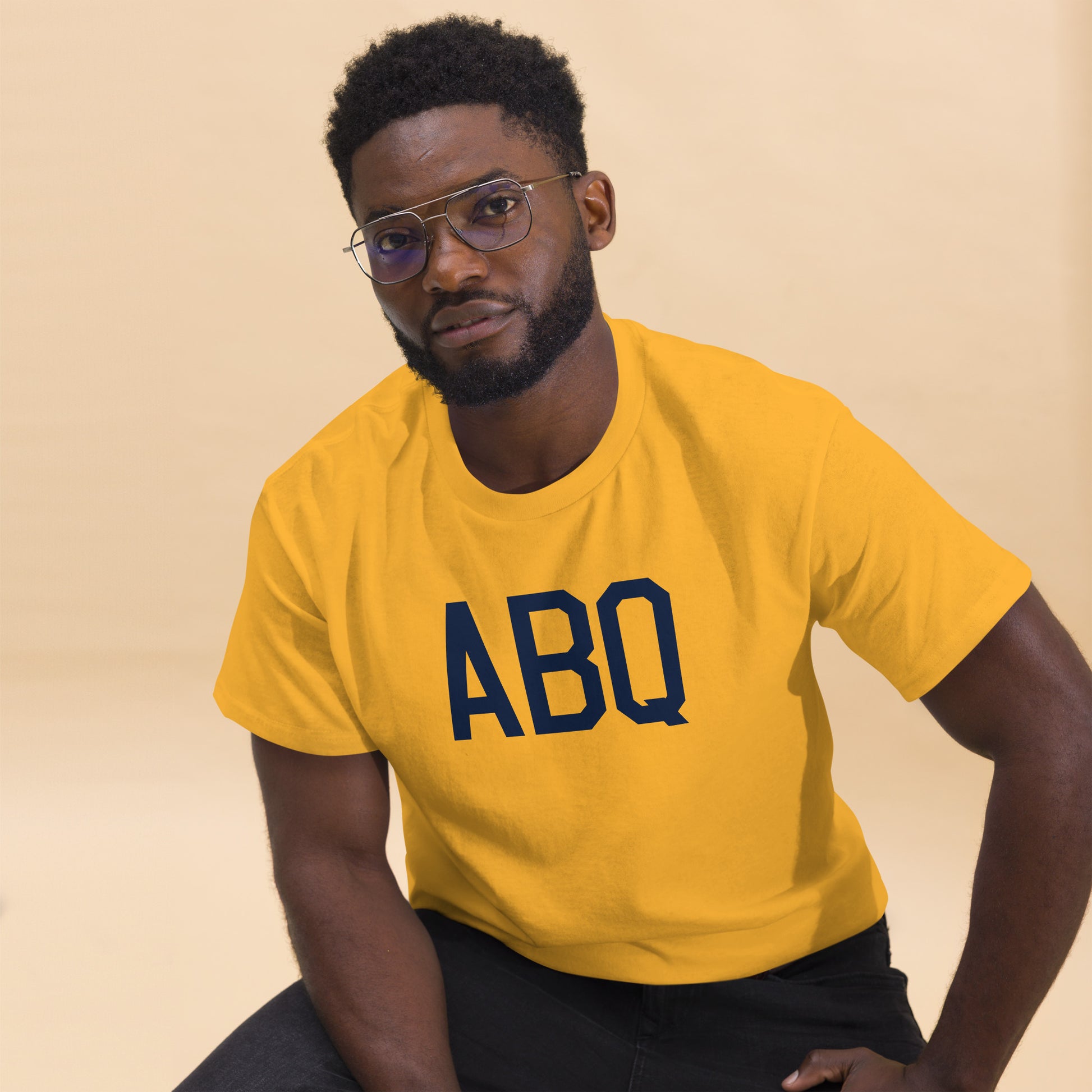 Aviation-Theme Men's T-Shirt - Navy Blue Graphic • ABQ Albuquerque • YHM Designs - Image 03