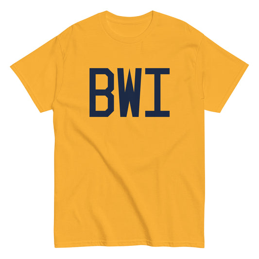 Aviation-Theme Men's T-Shirt - Navy Blue Graphic • BWI Baltimore • YHM Designs - Image 01