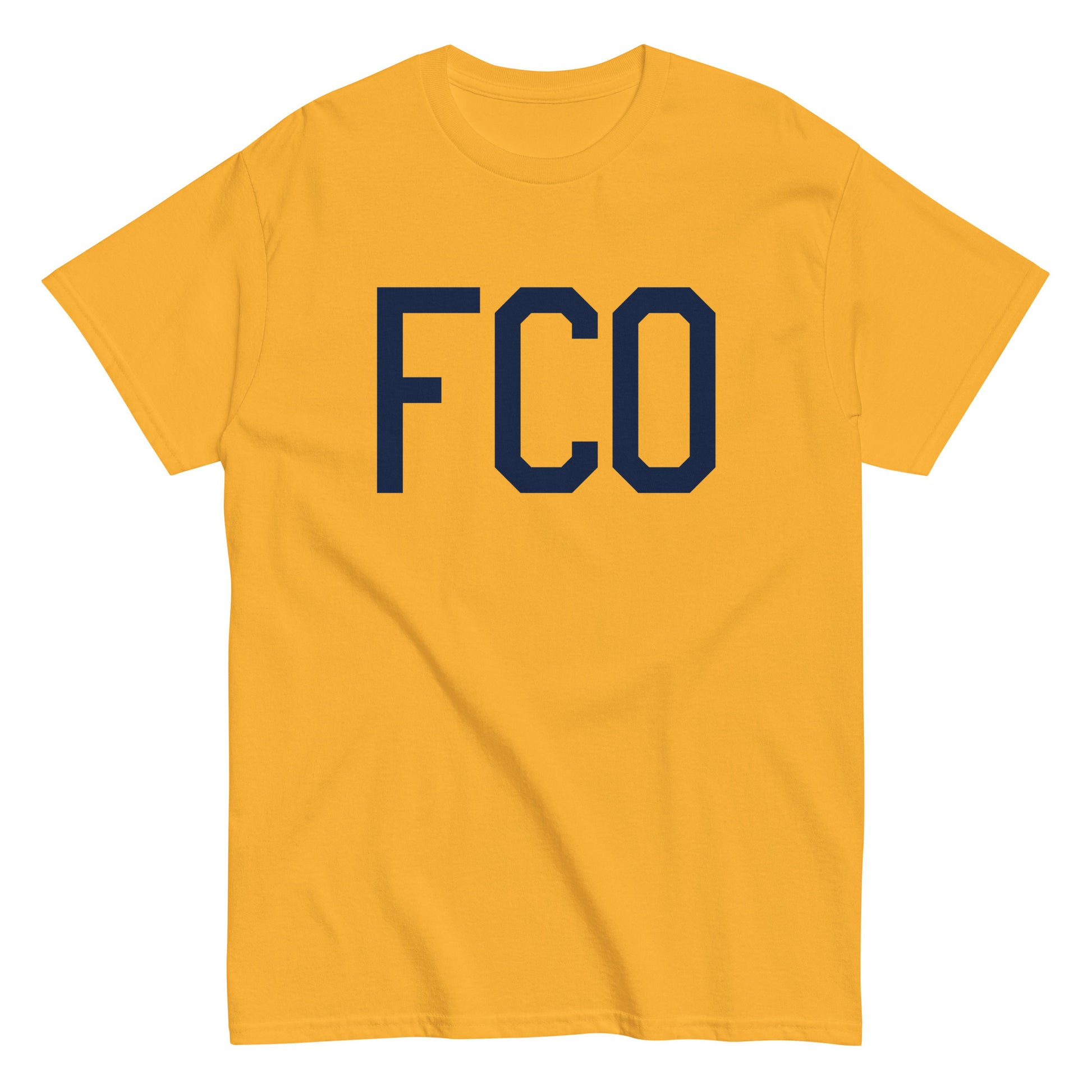 Aviation-Theme Men's T-Shirt - Navy Blue Graphic • FCO Rome • YHM Designs - Image 01