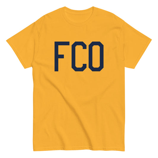 Aviation-Theme Men's T-Shirt - Navy Blue Graphic • FCO Rome • YHM Designs - Image 01