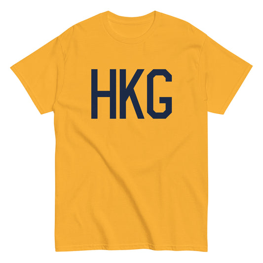 Aviation-Theme Men's T-Shirt - Navy Blue Graphic • HKG Hong Kong • YHM Designs - Image 01