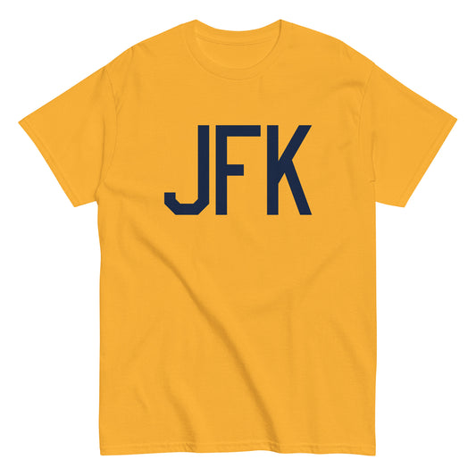 Aviation-Theme Men's T-Shirt - Navy Blue Graphic • JFK New York City • YHM Designs - Image 01