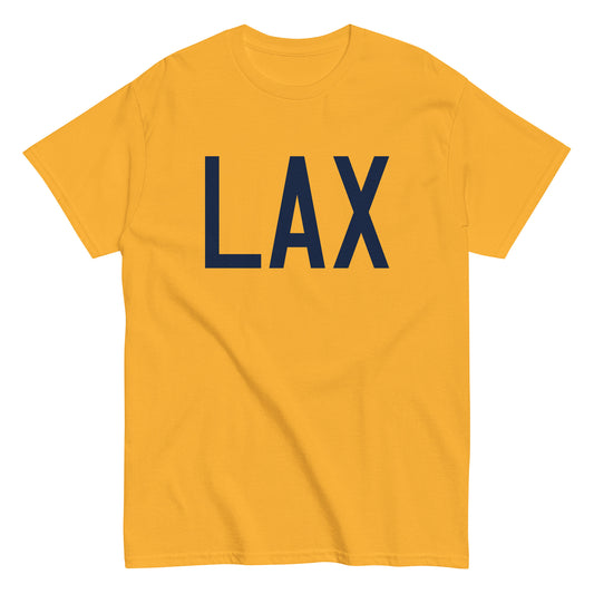 Aviation-Theme Men's T-Shirt - Navy Blue Graphic • LAX Los Angeles • YHM Designs - Image 01