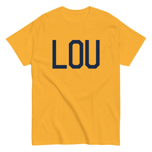 Aviation-Theme Men's T-Shirt - Navy Blue Graphic • LOU Louisville • YHM Designs - Image 01
