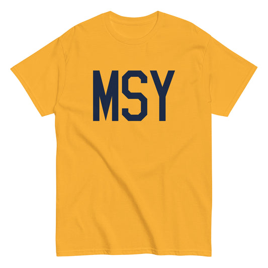 Aviation-Theme Men's T-Shirt - Navy Blue Graphic • MSY New Orleans • YHM Designs - Image 01