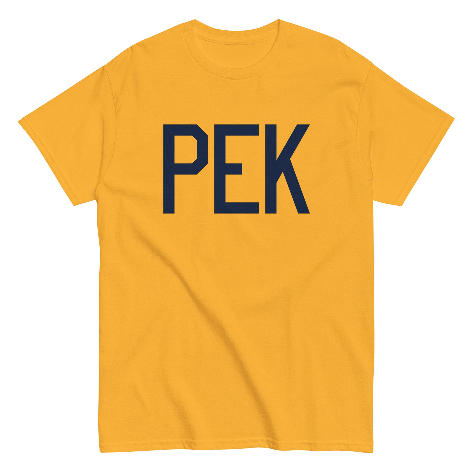Aviation-Theme Men's T-Shirt - Navy Blue Graphic • PEK Beijing • YHM Designs - Image 01