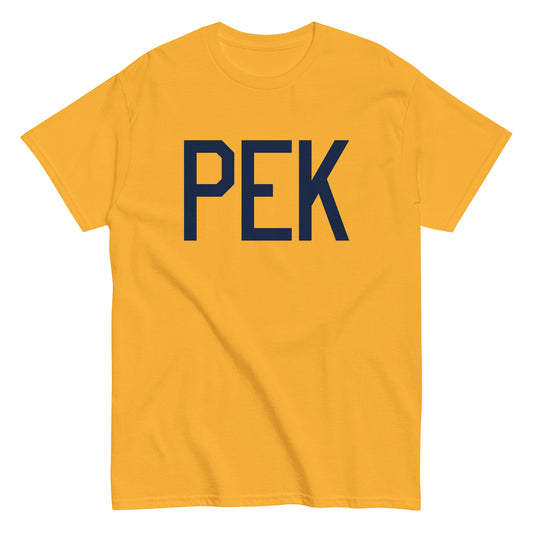 Aviation-Theme Men's T-Shirt - Navy Blue Graphic • PEK Beijing • YHM Designs - Image 01