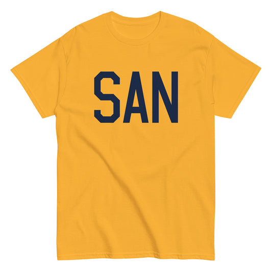 Aviation-Theme Men's T-Shirt - Navy Blue Graphic • SAN San Diego • YHM Designs - Image 01