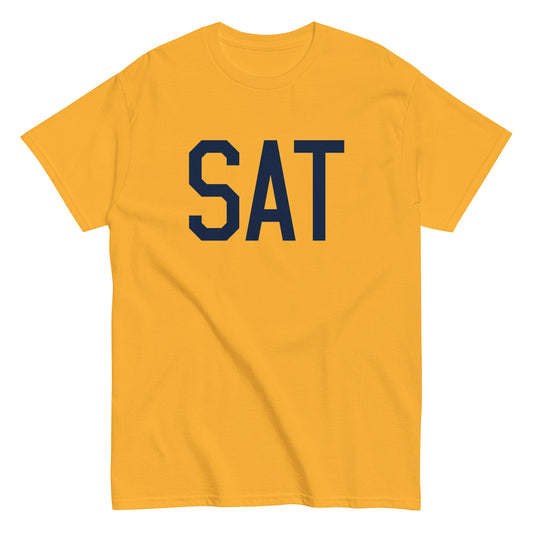 Aviation-Theme Men's T-Shirt - Navy Blue Graphic • SAT San Antonio • YHM Designs - Image 01