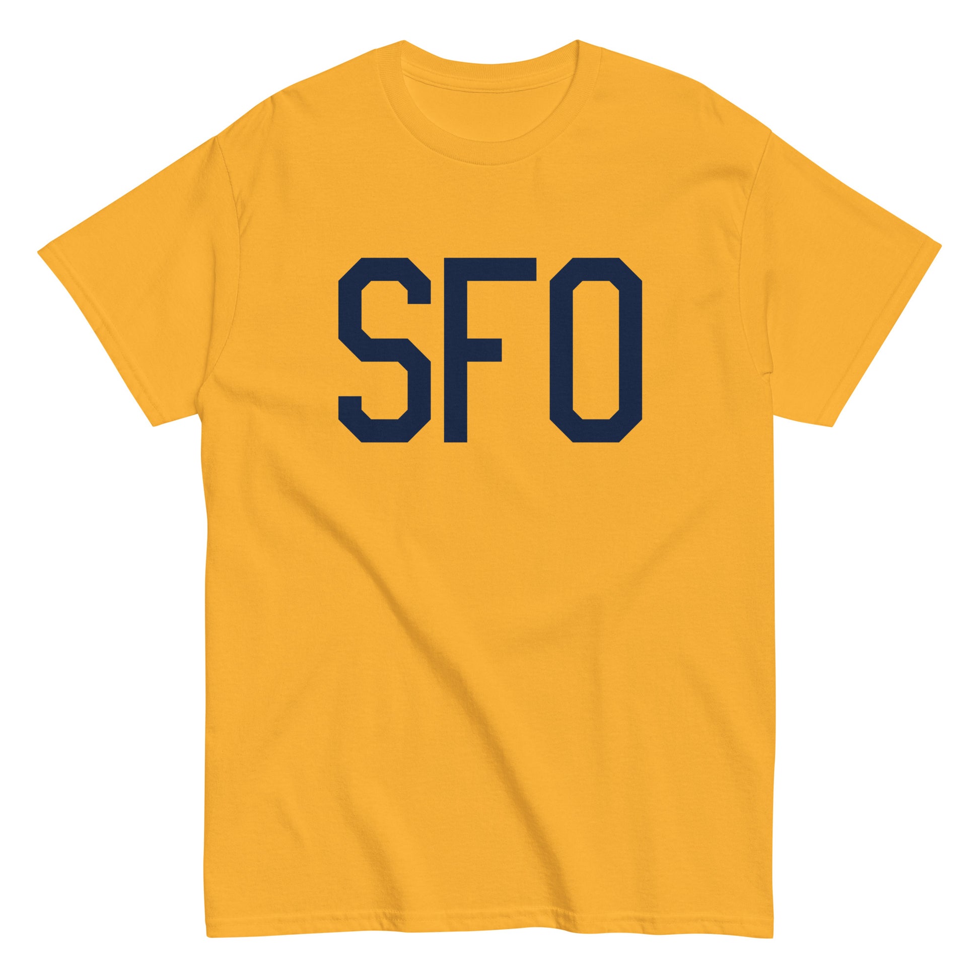 Aviation-Theme Men's T-Shirt - Navy Blue Graphic • SFO San Francisco • YHM Designs - Image 01