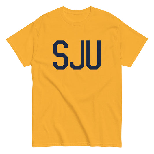 Aviation-Theme Men's T-Shirt - Navy Blue Graphic • SJU San Juan • YHM Designs - Image 01