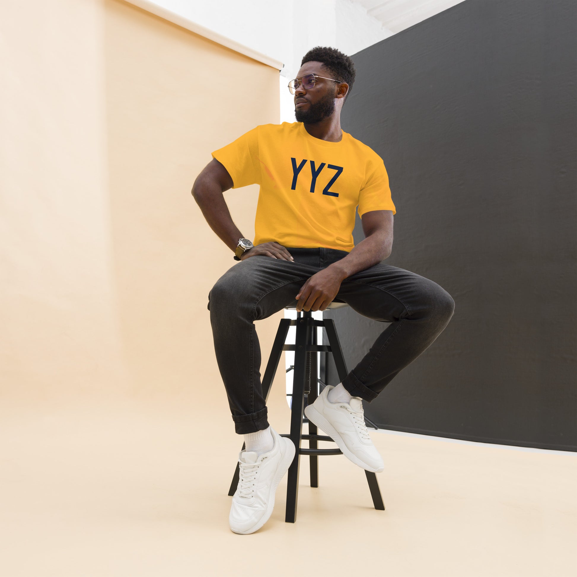 Aviation-Theme Men's T-Shirt - Navy Blue Graphic • YYZ Toronto • YHM Designs - Image 04