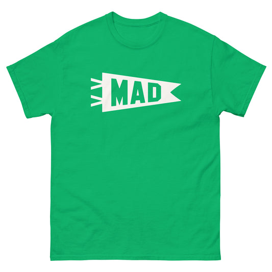 Airport Code Men's T-Shirt - White Graphic • MAD Madrid • YHM Designs - Image 01