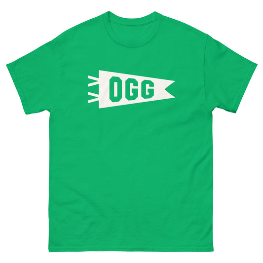 Airport Code Men's T-Shirt - White Graphic • OGG Maui • YHM Designs - Image 01