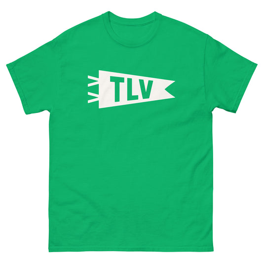 Airport Code Men's T-Shirt - White Graphic • TLV Tel Aviv • YHM Designs - Image 01