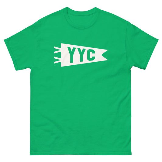 Airport Code Men's T-Shirt - White Graphic • YYC Calgary • YHM Designs - Image 01