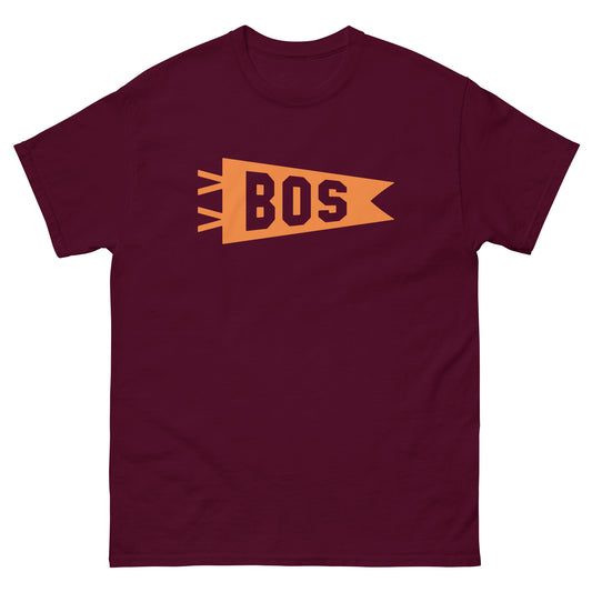 Airport Code Men's T-Shirt - Orange Graphic • BOS Boston • YHM Designs - Image 02
