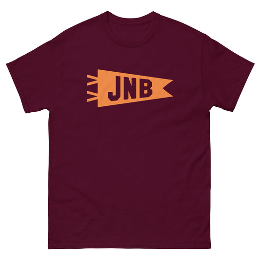 Airport Code Men's T-Shirt - Orange Graphic • JNB Johannesburg • YHM Designs - Image 02