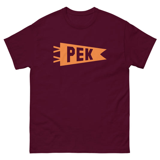 Airport Code Men's T-Shirt - Orange Graphic • PEK Beijing • YHM Designs - Image 02