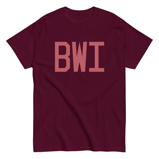 Aviation Enthusiast Men's Tee - Deep Pink Graphic • BWI Baltimore • YHM Designs - Image 01