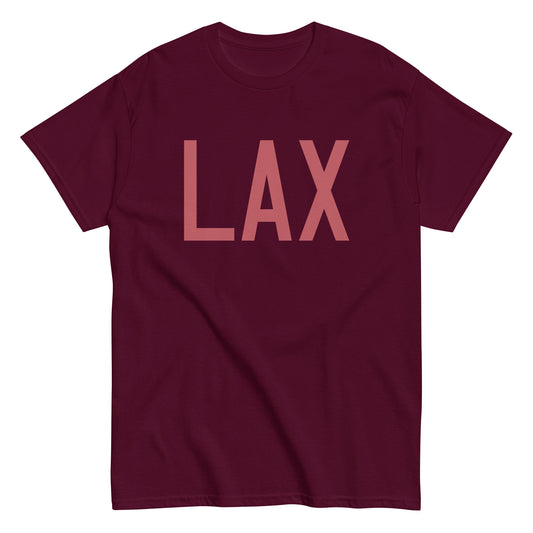 Aviation Enthusiast Men's Tee - Deep Pink Graphic • LAX Los Angeles • YHM Designs - Image 01