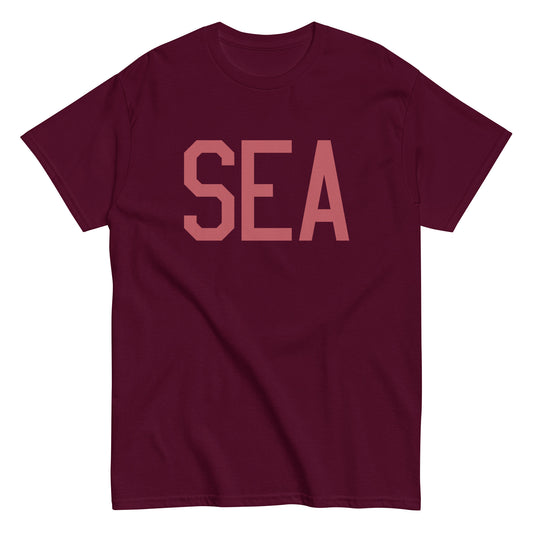 Aviation Enthusiast Men's Tee - Deep Pink Graphic • SEA Seattle • YHM Designs - Image 01