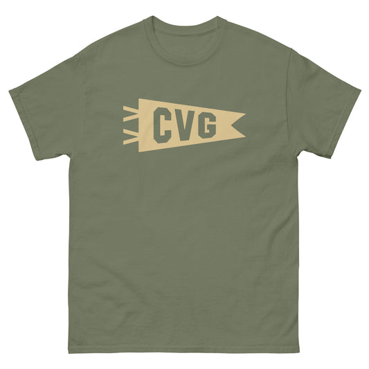 Airport Code Men's T-Shirt - Brown Graphic • CVG Cincinnati • YHM Designs - Image 01