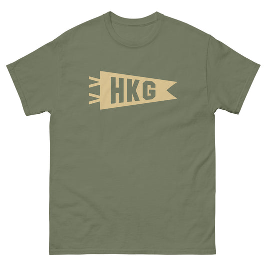 Airport Code Men's T-Shirt - Brown Graphic • HKG Hong Kong • YHM Designs - Image 01